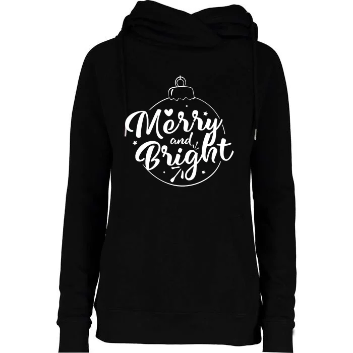 Merry And Bright Christmas Hoodie Womens Funnel Neck Pullover Hood