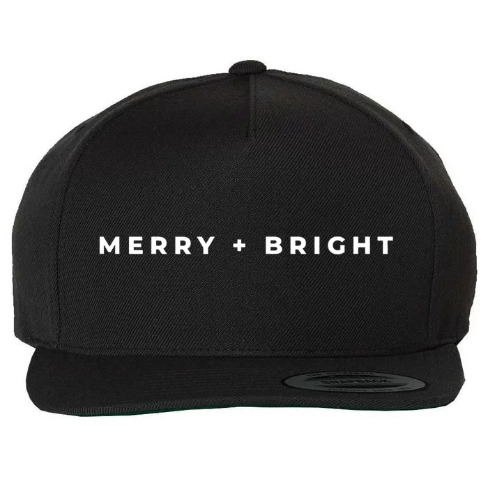 Merry And Bright Christmas Subtle Minimal Funny Simple Wool Snapback Cap