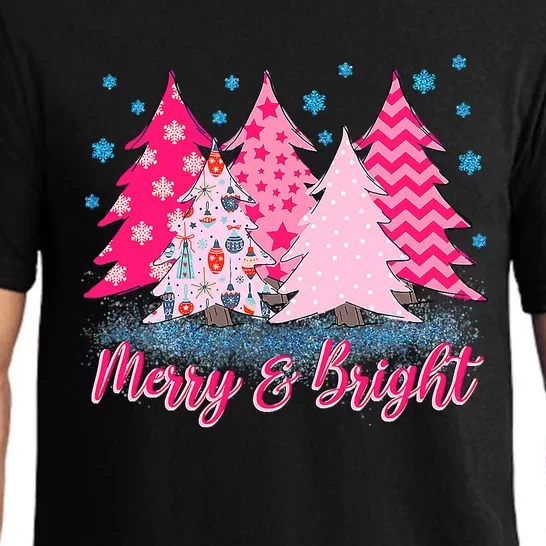 Merry And Bright Pink Christmas Tree Pink Christmas Costume Meaningful Gift Pajama Set