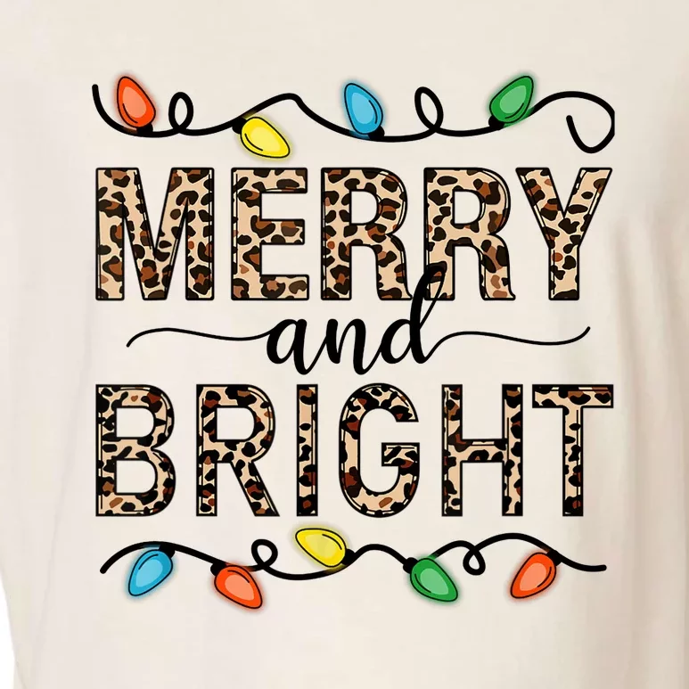 Merry And Bright Christmas Leopard Christmas Lights Garment-Dyed Women's Muscle Tee