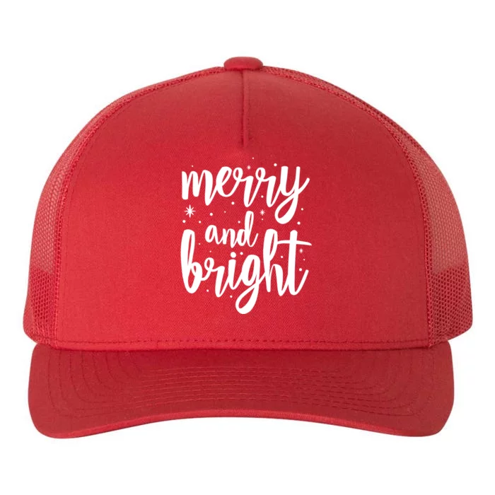 Merry And Bright Festive Christmas Holiday Yupoong Adult 5-Panel Trucker Hat