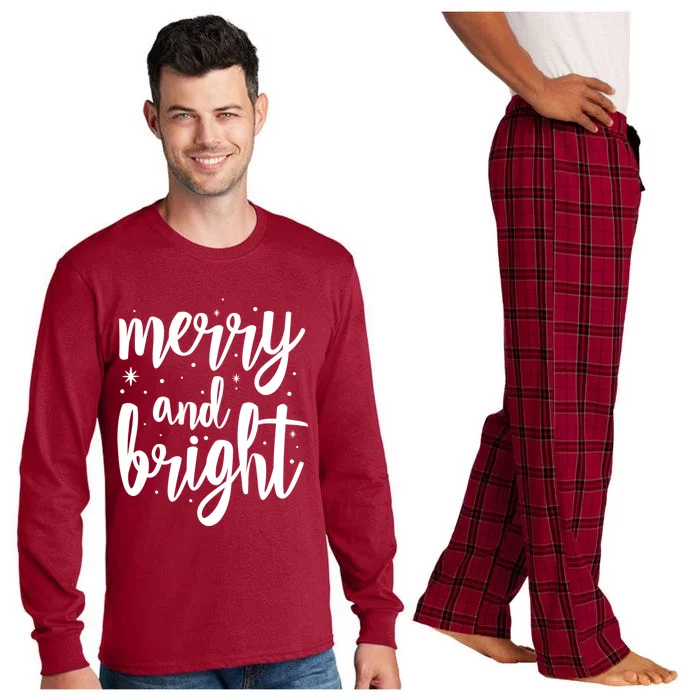 Merry And Bright Festive Christmas Holiday Long Sleeve Pajama Set