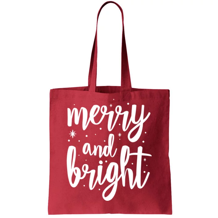 Merry And Bright Festive Christmas Holiday Tote Bag