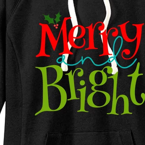 Merry And Bright Christmas Holiday Festive Women's Fleece Hoodie