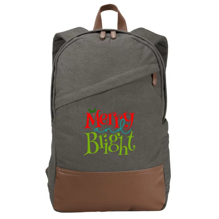 Merry And Bright Christmas Holiday Festive Cotton Canvas Backpack