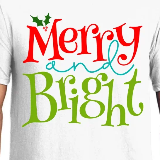 Merry And Bright Christmas Holiday Festive Pajama Set