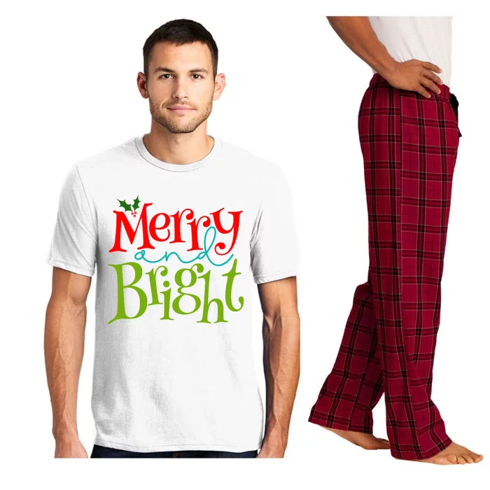 Merry And Bright Christmas Holiday Festive Pajama Set