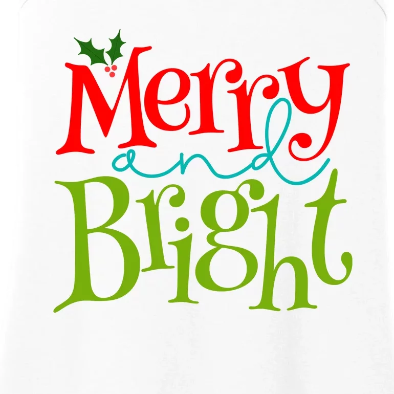 Merry And Bright Christmas Holiday Festive Ladies Essential Tank