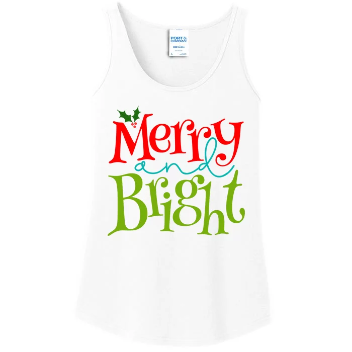 Merry And Bright Christmas Holiday Festive Ladies Essential Tank