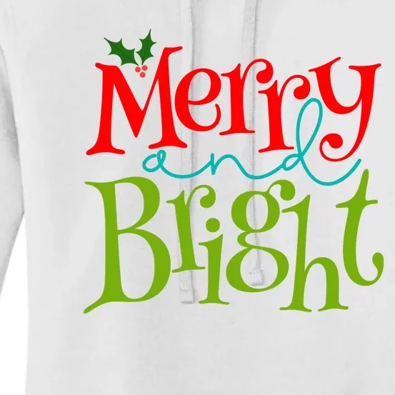 Merry And Bright Christmas Holiday Festive Women's Pullover Hoodie