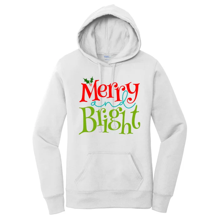 Merry And Bright Christmas Holiday Festive Women's Pullover Hoodie