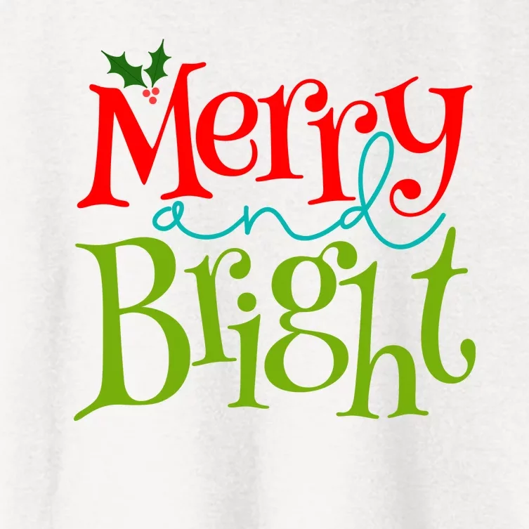 Merry And Bright Christmas Holiday Festive Women's Crop Top Tee