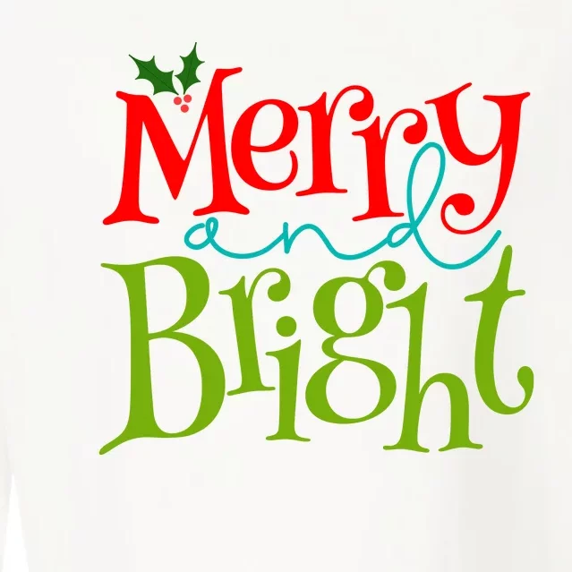 Merry And Bright Christmas Holiday Festive Cropped Pullover Crew