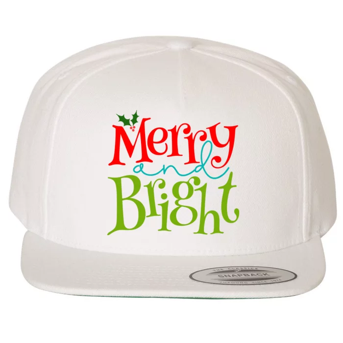 Merry And Bright Christmas Holiday Festive Wool Snapback Cap