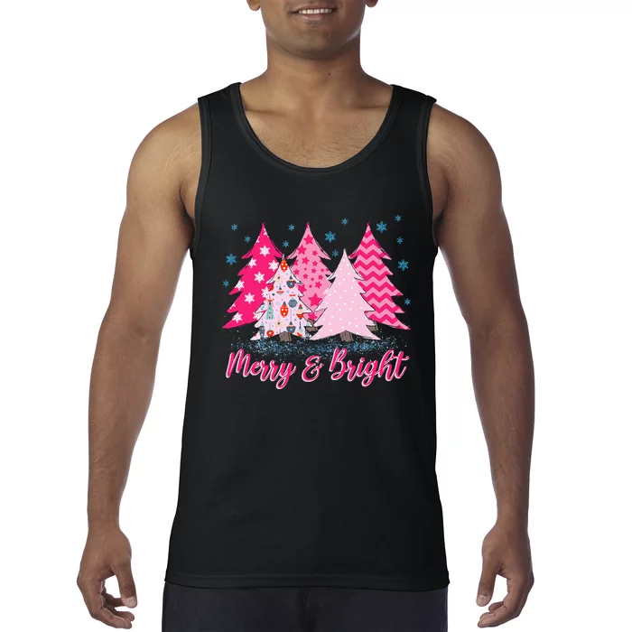 Merry and Bright Pink Christmas Tree Pink Christmas Costume Tank Top