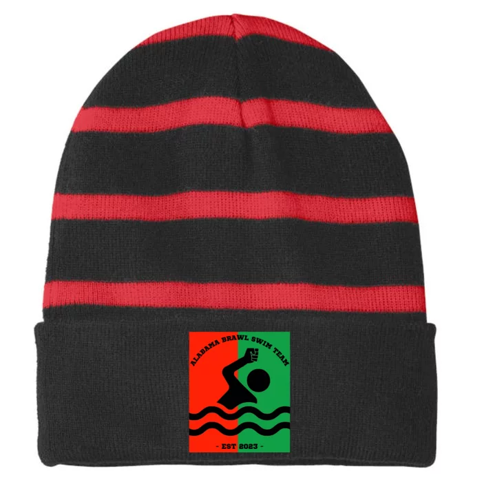 Montgomery Alabama Brawl Swim Team Graphic Tee Top Striped Beanie with Solid Band