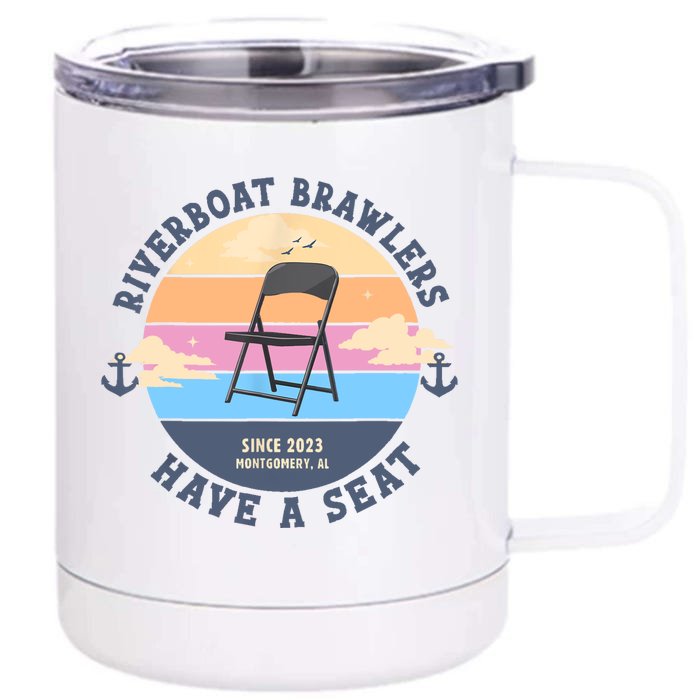 Montgomery Alabama Boat Fight Riverboat Brawl Folding Chair Front & Back 12oz Stainless Steel Tumbler Cup