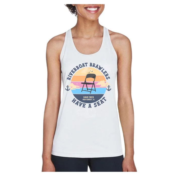 Montgomery Alabama Boat Fight Riverboat Brawl Folding Chair Women's Racerback Tank