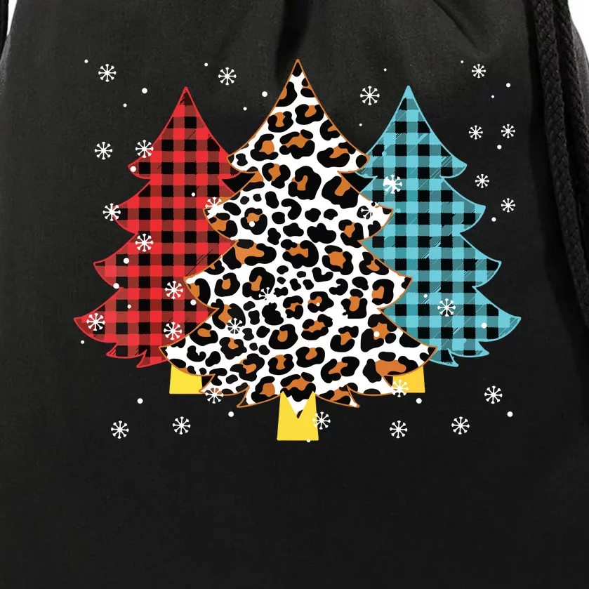 Merry And Bright Tree Bufallo Plaid Family Christmas Drawstring Bag