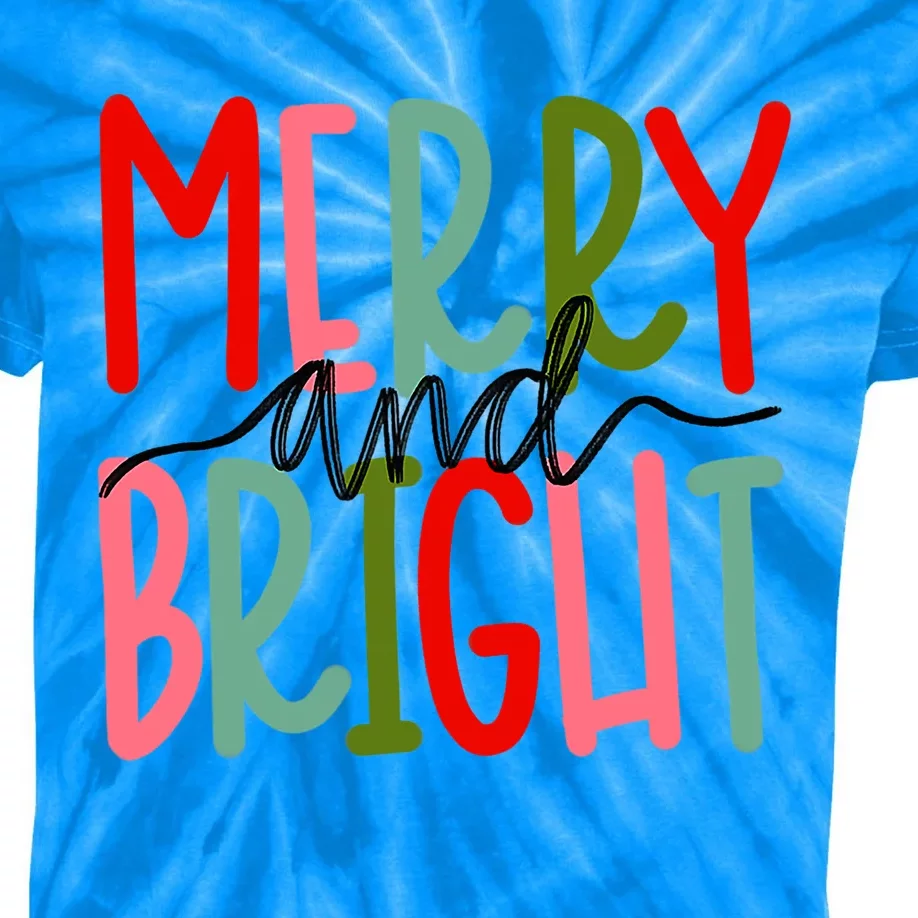 Merry And Bright Christmas Cute Meaningful Gift Kids Tie-Dye T-Shirt