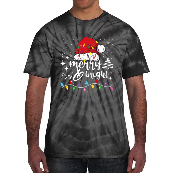 Merry And Bright Christmas Lights Xmas Tie-Dye T-Shirt