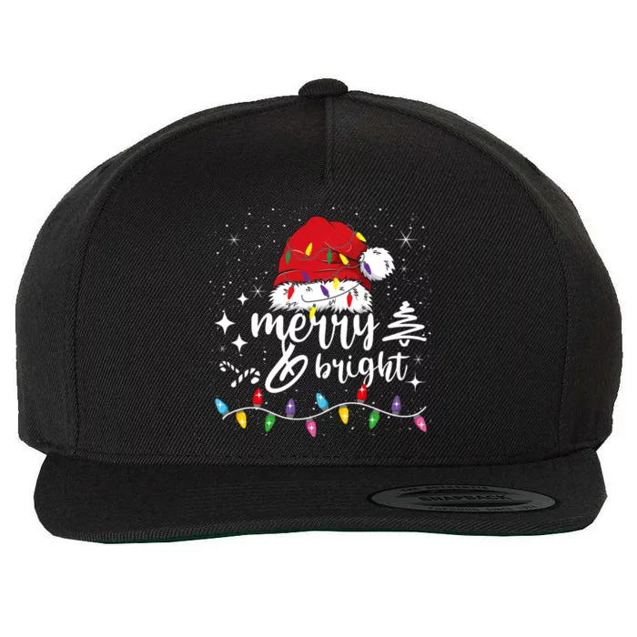 Merry And Bright Christmas Lights Xmas Wool Snapback Cap