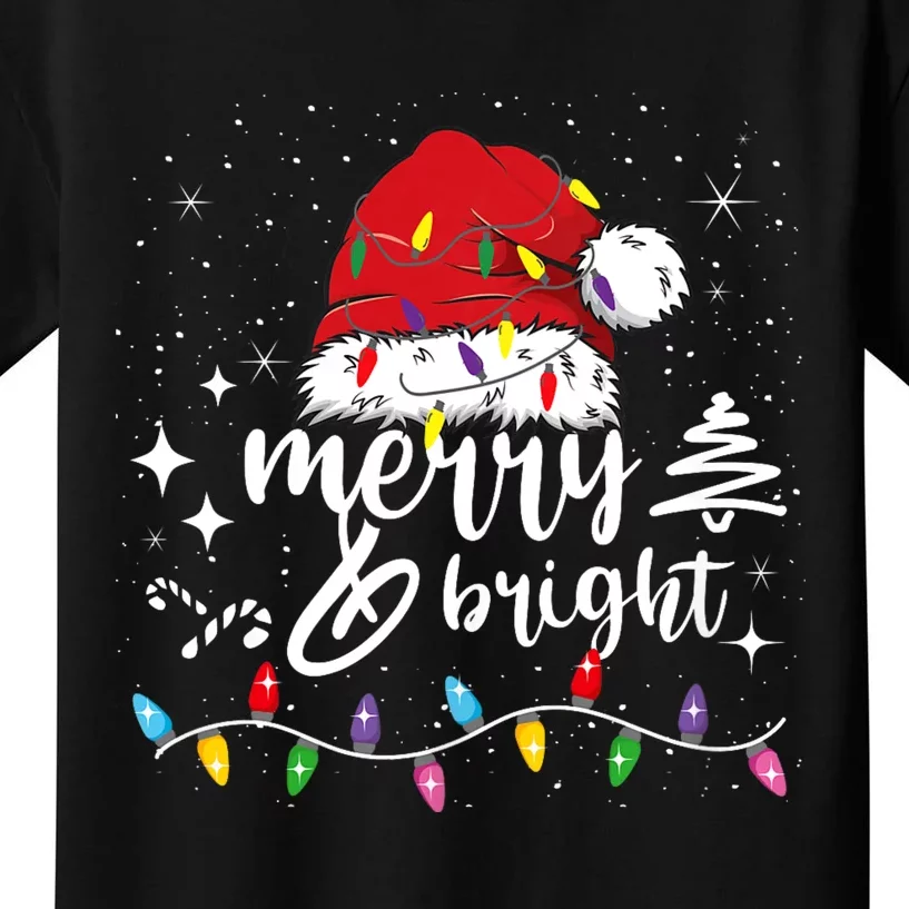 Merry And Bright Christmas Lights Xmas Kids T-Shirt