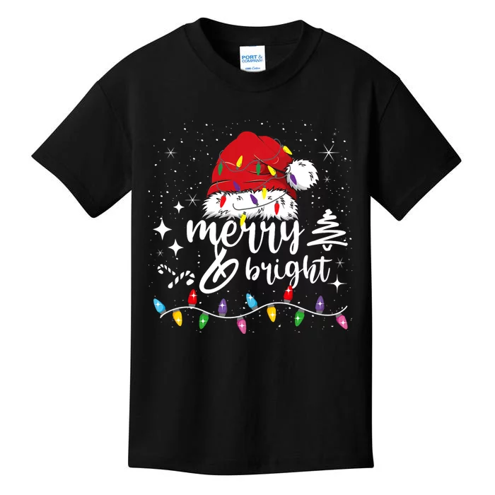 Merry And Bright Christmas Lights Xmas Kids T-Shirt