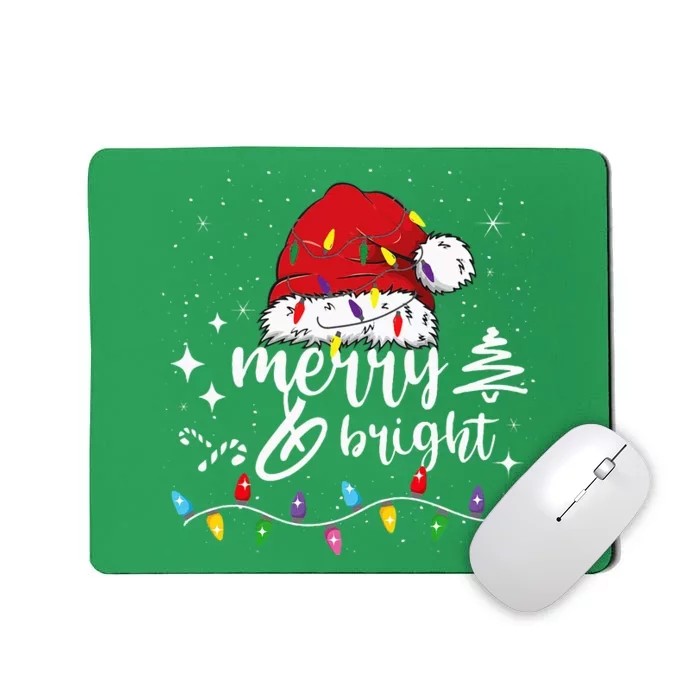 Merry And Bright Christmas Lights Xmas Mousepad