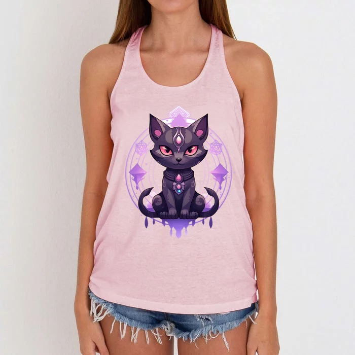 Mystical Anime Black Cat Super Fan Gift Women's Knotted Racerback Tank