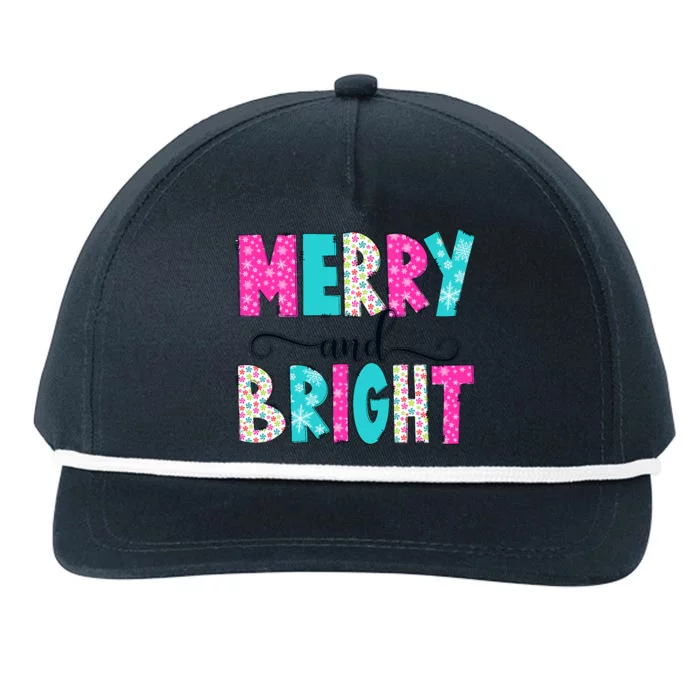 Merry And Bright Christmas Cute Family Xmas Holiday Snapback Five-Panel Rope Hat