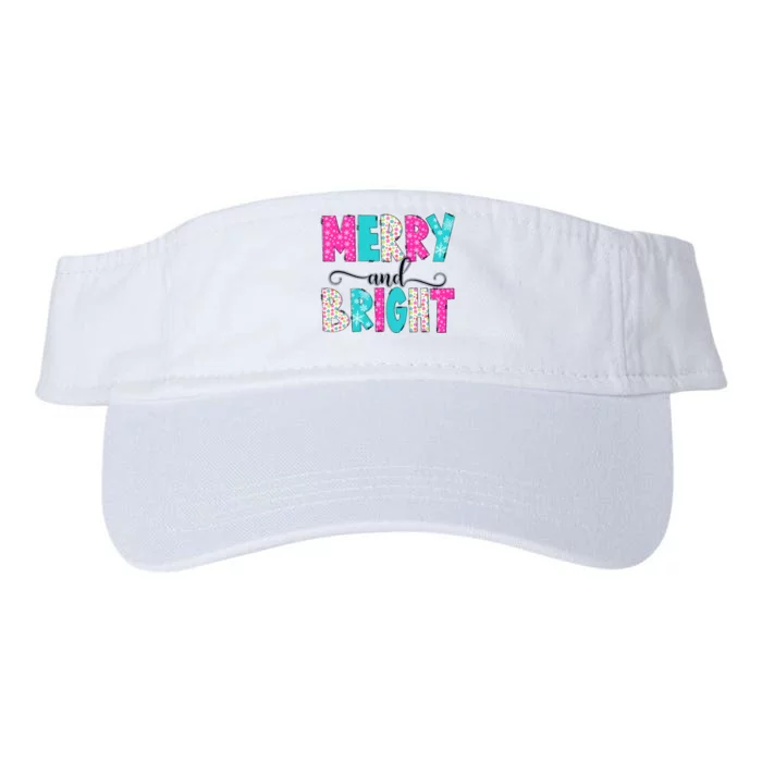 Merry And Bright Christmas Cute Family Xmas Holiday Valucap Bio-Washed Visor