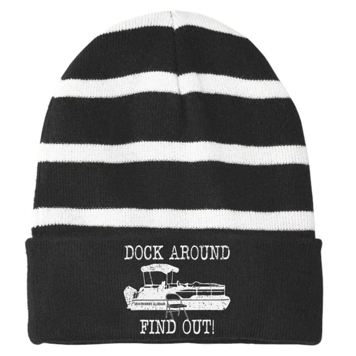 Montgomery Alabama Boat Dock Brawl Funny Dock Fight Meme Striped Beanie with Solid Band