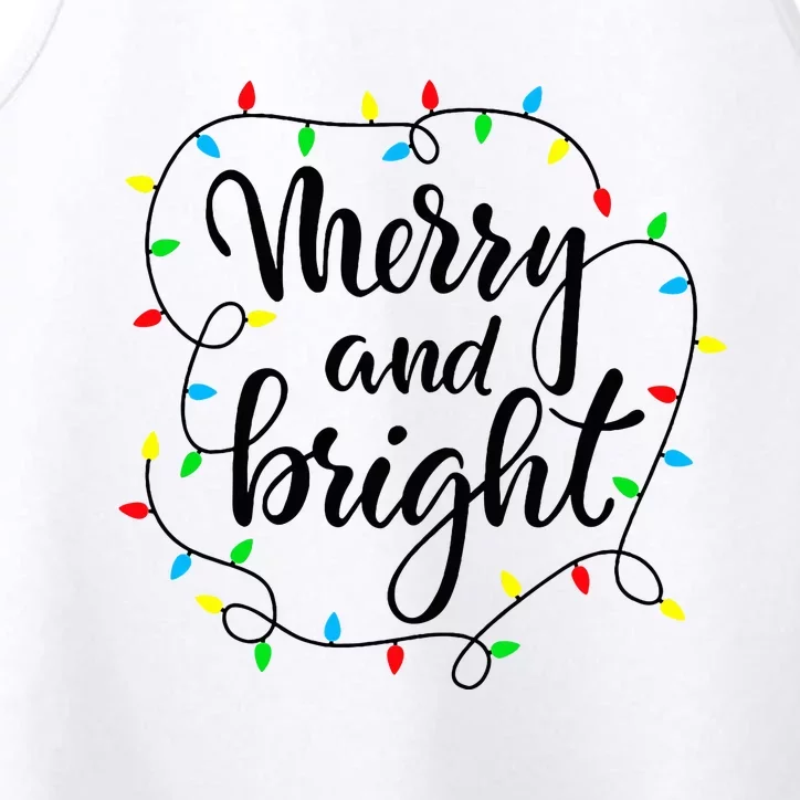 Merry and bright christmas family pajamas matching Performance Tank