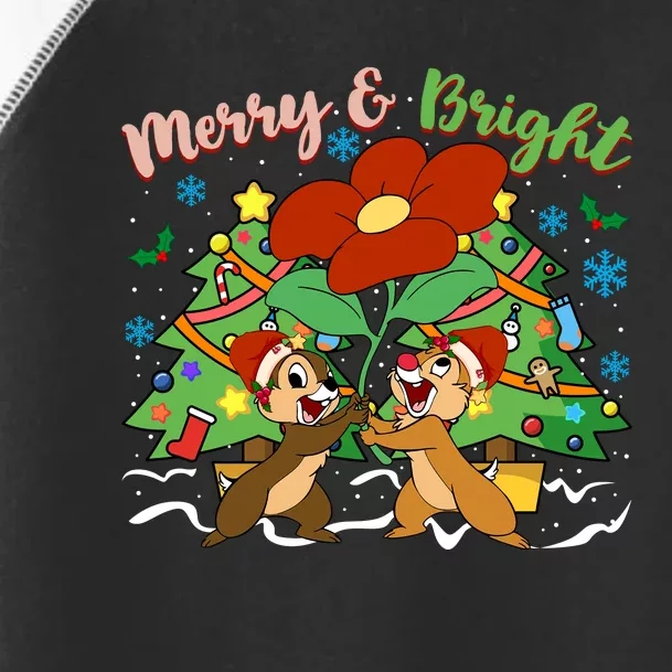 Merry And Bright Christmas Tree Chip And Dale Christmas Toddler Fine Jersey T-Shirt