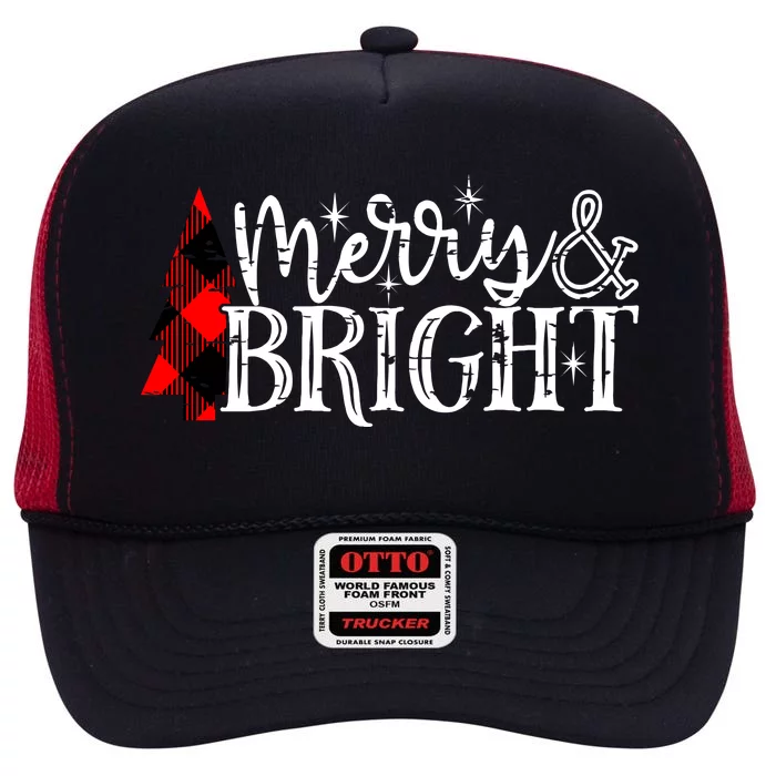 Merry And Bright Cute Christmas Gift High Crown Mesh Trucker Hat