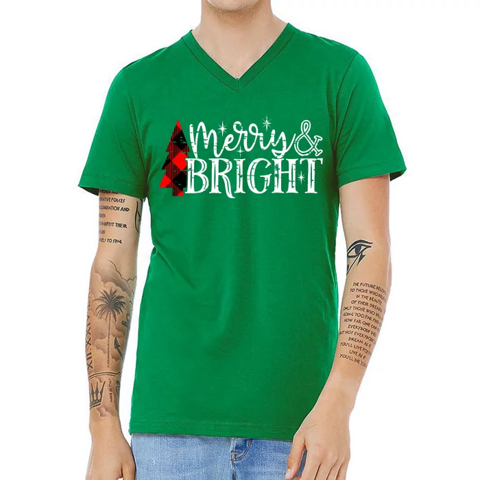 Merry And Bright Cute Christmas Gift V-Neck T-Shirt