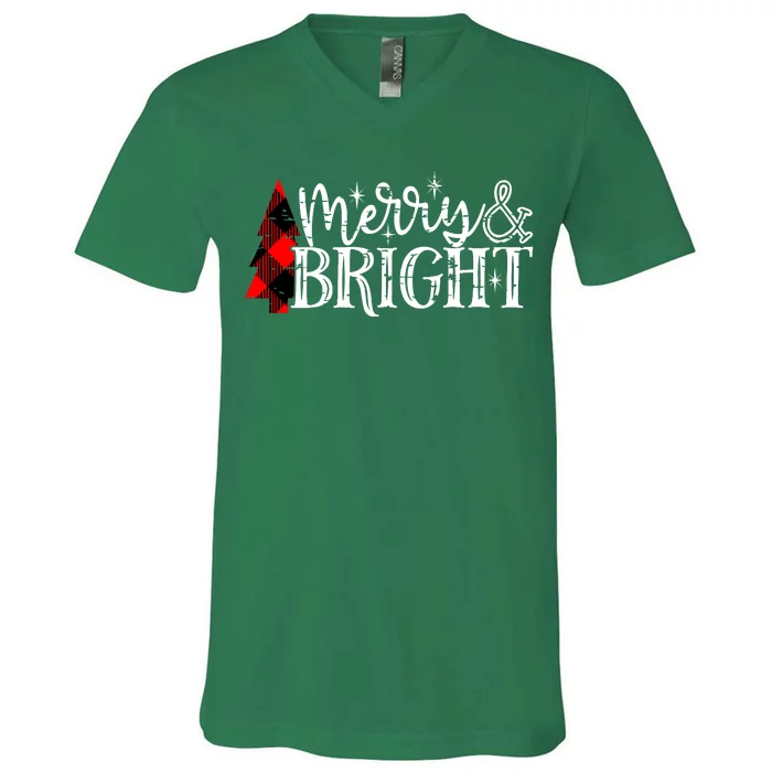 Merry And Bright Cute Christmas Gift V-Neck T-Shirt