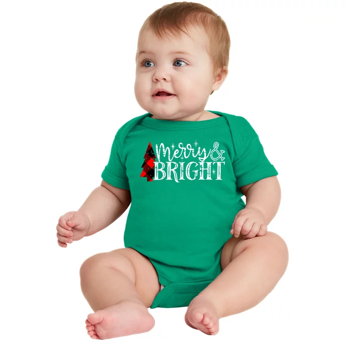 Merry And Bright Cute Christmas Gift Baby Bodysuit