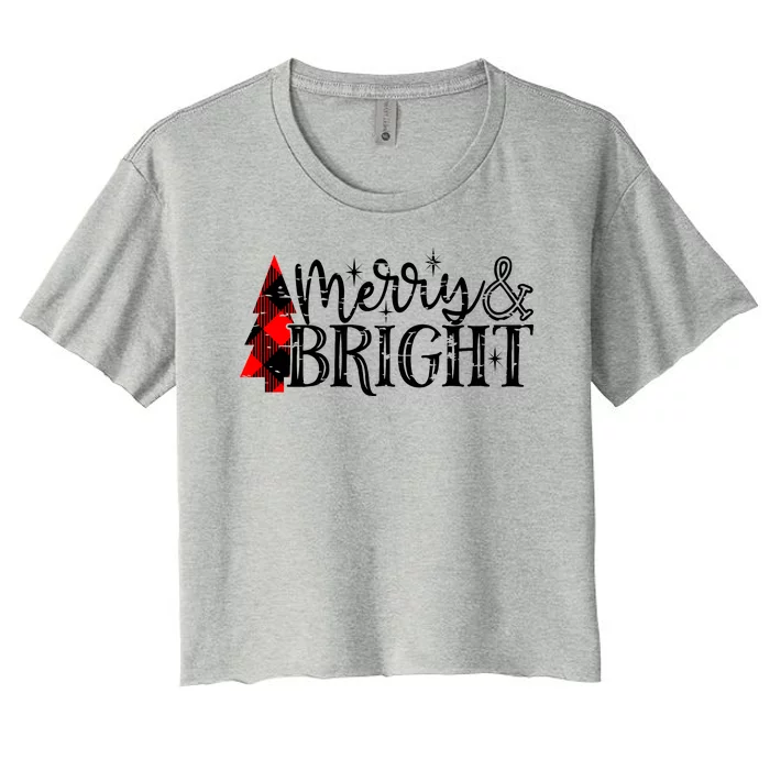 Merry And Bright Cute Christmas Gift Women's Crop Top Tee