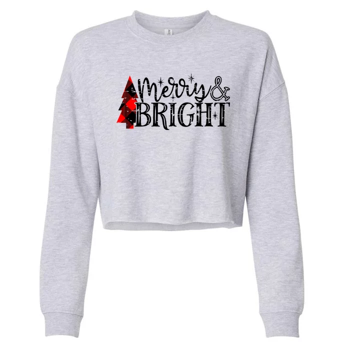 Merry And Bright Cute Christmas Gift Cropped Pullover Crew