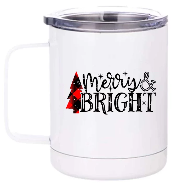 Merry And Bright Cute Christmas Gift Front & Back 12oz Stainless Steel Tumbler Cup