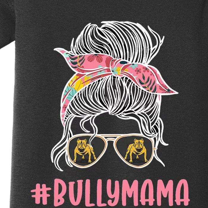 Mama American Bully Mom Messy Bun happy Mother's day Baby Bodysuit