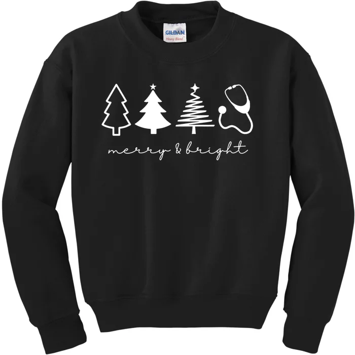 Merry And Bright Festive Christmas Salute Healthcare Worker Kids Sweatshirt