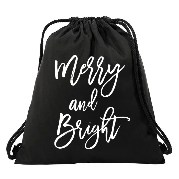 Merry And Bright Holiday Christmas Drawstring Bag