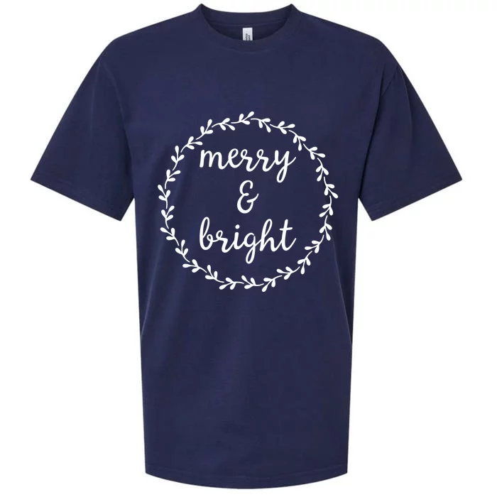 Merry And Bright Holly Christmas Jolly Festive Holly Sueded Cloud Jersey T-Shirt