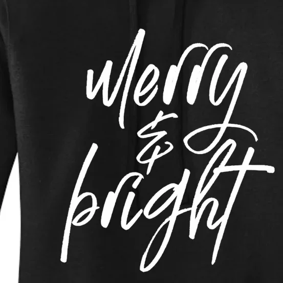 Merry And Bright Print Letters Merry Christmas Design Women's Pullover Hoodie