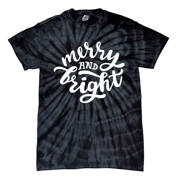 Merry And Bright Merry Christmas Family Pajamas Xmas Santa Tie-Dye T-Shirt