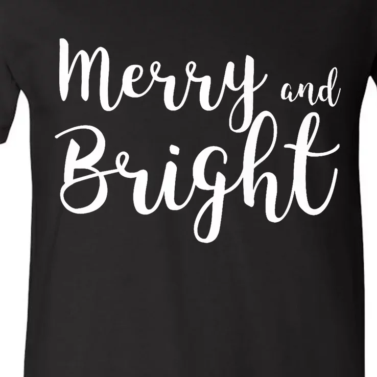 Merry And Bright . Christmas Spirit V-Neck T-Shirt