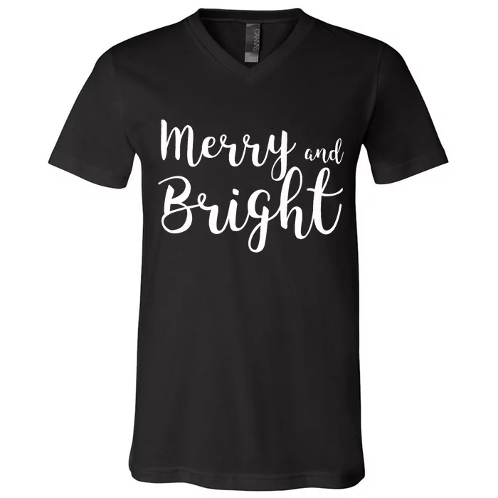 Merry And Bright . Christmas Spirit V-Neck T-Shirt